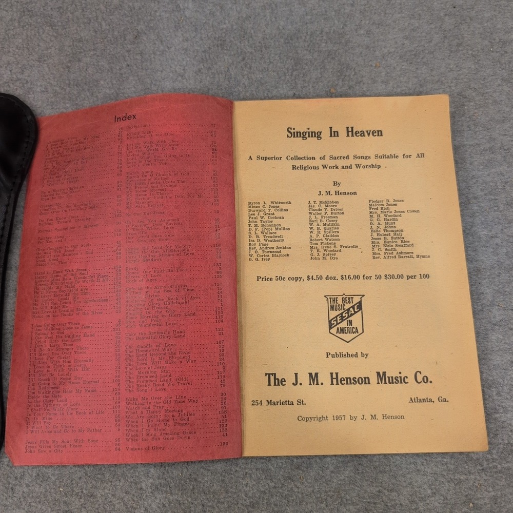 Vintage 1957 Singing In Heaven Sacred Songs Hymn Book J. M. Henson Music Co. - Picture 3 of 4